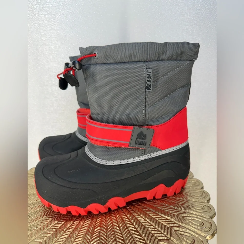 Denali Kids Snow Boots – Gray & Red – Size 4 - Picture 7 of 16